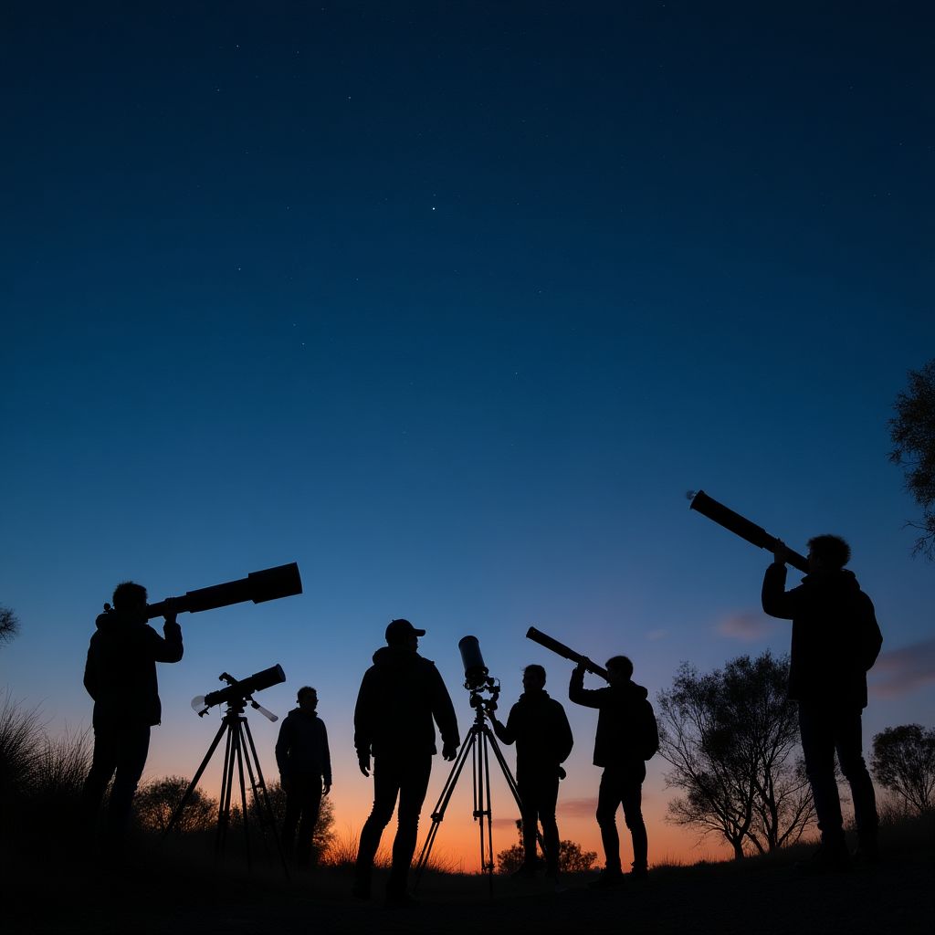 Stargazers with telescopes under the Australian night sky