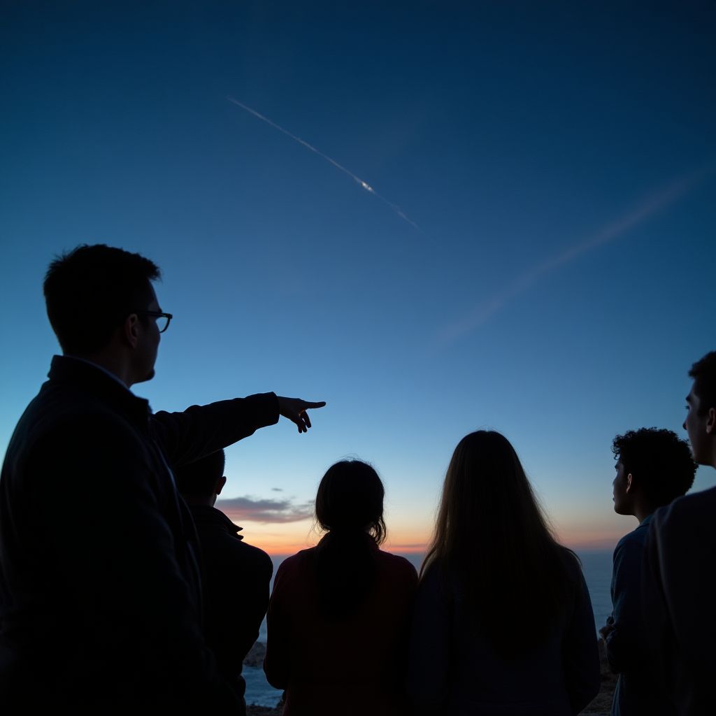 Astronomer explaining constellations to visitors