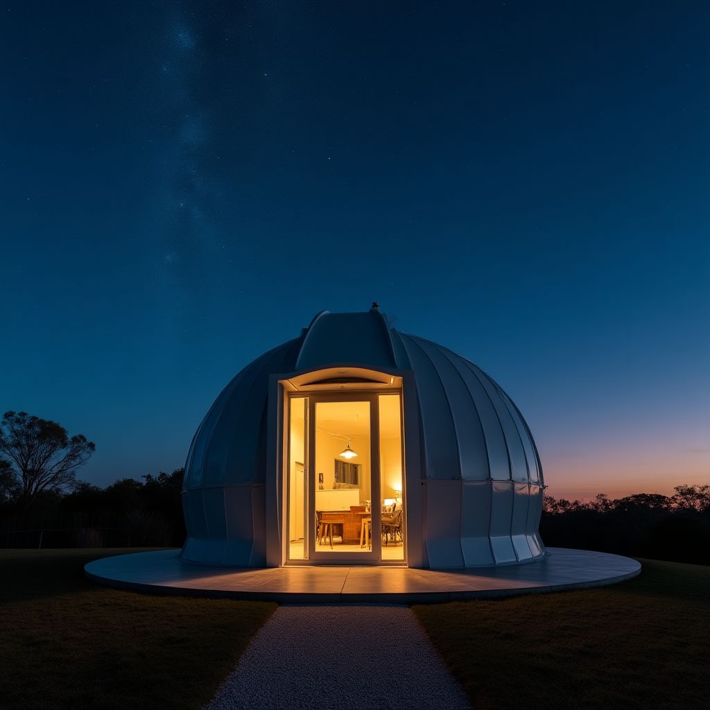Observatory dome under starry night